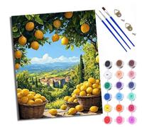 WXRWANG Pintar por Numeros Adultos DIY Pintura por Números Limones y paisajes pastorales Kit de Pintura al óleo de Lienzo DIY para con Pinceles Pigmento Acrílico 40 x 50cm (Sin Marco)