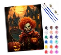 WXRWANG Pintar por Numeros Adultos DIY Pintura por Números Payaso oscuro de Jack-o'-lantern Kit de Pintura al óleo de Lienzo DIY para con Pinceles Pigmento Acrílico 40 x 50cm (Con marco)