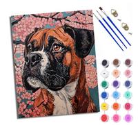 WXRWANG Pintar por Numeros Adultos DIY Pintura por Números Sakura Boxer Kit de Pintura al óleo de Lienzo DIY para con Pinceles Pigmento Acrílico 40 x 50cm (Sin Marco)