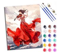 WXRWANG Pintura por números adultos DIY pintado a mano Kit Hermosa niña tocando el violín para principiantes y adultos Set incluye pinturas acrílicas y pinceles lienzo de Con marco