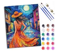 WXRWANG Pintura por números adultos pintado a mano Kit El caminante de la noche al estilo de Van Gogh para principiantes y adultos Set incluye pinturas acrílicas y pinceles lienzo de Con marco