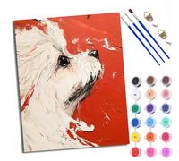 WXRWANG Pintura por Números Adultos Principiantes Cachorro blanco como la nieve mirando hacia arriba con Pinceles y Pinturas Acrílicas de Lienzo Decoración para el Hogar sin Marco 40 x 50 cm