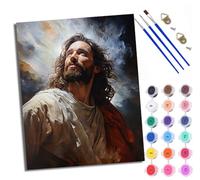 WXRWANG Pintura por Números Adultos Principiantes Estatua de Jesús mirando hacia arriba con Pinceles y Pinturas Acrílicas de Lienzo Decoración para el Hogar Con marco 40 x 50 cm