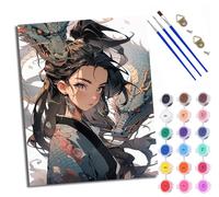 WXRWANG Pintura por Números Adultos Principiantes La niña y los tres dragones con Pinceles y Pinturas Acrílicas de Lienzo Decoración para el Hogar sin Marco 40 x 50 cm