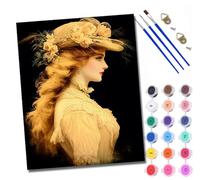 WXRWANG Pintura por números adultos sin marco DIY pintado a mano Kit Retrato de dama retro para principiantes y adultos Set incluye pinturas acrílicas y pinceles lienzo de 40 x 50 cm