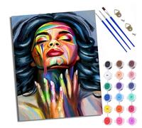 WXRWANG Pintura por números DIY Pintura por Números para Adultos Belleza colorida mirando hacia arriba Kits de Pintura por Números sobre Lienzo con Pinceles para Decoración de Pared Hogar (Con marco)
