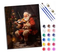 WXRWANG Pintura por números DIY Pintura por Números para Adultos Papá Noel tocando el violín Kits de Pintura por Números sobre Lienzo con Pinceles para Decoración de Pared Hogar 40 x 50 cm