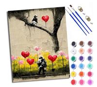 WXRWANG Pintura por Números para Adultos Arte grafiti amor corazón Pintura al óleo digital para adultos de Cuadro para Pintar por Números con Lienzo Con marco pintura al óleo de Adecuado para adultos