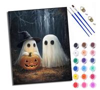 WXRWANG Pintura por números Pintura por Números para Adultos Fantasmas y linternas de Jack-O'-Lantern Kits de Pintura por Números sobre Lienzo con Pinceles para Decoración de Pared Hogar(Con marco)