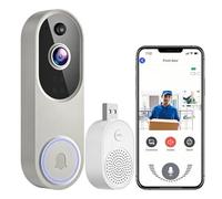 Wxshang Meacode Video Doorbell Camera, Detection Doorbell Camera with Two Way Audio, Night Vision, Live View, Ip65 Waterproof, Withstands Rain, Snow, Wind, and Frost (White)