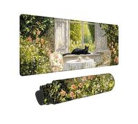 Wxuaixnn Gato Alfombrilla Ratón XXL, 120x60cm Mouse Pad Gaming, Multicolor Alfombrilla Escritorio XXL para Jugadores Protector Escritorio con Bordes Cosidos Base de Goma Antideslizante -9502