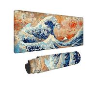 Wxuaixnn Océano Alfombrilla Ratón XXL, 100x50cm Mouse Pad Gaming, Azul Alfombrilla Escritorio XXL para Jugadores Protector Escritorio con Bordes Cosidos Base de Goma Antideslizante -9846
