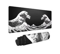 Wxuaixnn Océano Alfombrilla Ratón XXL, 100x50cm Mouse Pad Gaming, Negro Alfombrilla Escritorio XXL para Jugadores Protector Escritorio con Bordes Cosidos Base de Goma Antideslizante -9574
