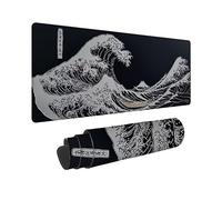 Wxuaixnn Océano Alfombrilla Ratón XXL, 120x60cm Mouse Pad Gaming, Negro Alfombrilla Escritorio XXL para Jugadores Protector Escritorio con Bordes Cosidos Base de Goma Antideslizante -9874