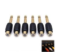Wxuiqaz 6 Piezas Adaptador RCA a Jack 6.35mm, Conector 6.35mm a RCA Hembra Mono Macho, Conector de Audio para Amplificador, Mezclador, Altavoces, Receptor AV y Sistema HiFi, Conversor Compacto