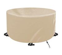 WXWYGNY Funda Muebles Jardín Impermeable Redonda Ø140x140cm,420D Protector para Mesa y Sillas de Exterior, Anti-UV, Resistente al Viento, Funda Mesa Jardín Circular, Beige