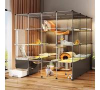 WXXSHGDW Gabbia per Gatti da Interno con Lettiera, Gabbia Grande per Gatti, Recinto per Gatti FAI da Te, Villa per Gatti a 4 Livelli Spazio Extra Large, per 2-4 Gatti