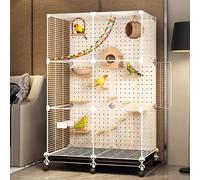 WXXSHGDW Jaula para Periquitos, Jaula para Loros, Jaula para Pájaros Grande, Agapornis Jaula con Ruedas, Nido para Pájaros, Escalera, Columpio, Bandeja, para Periquitos, Canarios, Cacatúas, Agapornis