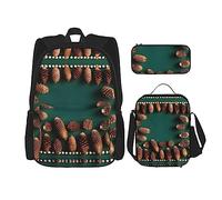 WXXWXD Bolsa escolar duradera de gran capacidad + estuche + bolsa de almuerzo para acompañar a tus hijos a estudiar felices todos los días