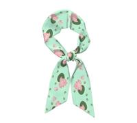 WXXWXD Bufanda de seda estampada con flores de loto esperando a florecer para mujer, un accesorio versátil para abrigos de otoño e invierno, negro, talla única