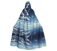 WXXWXD Capa con capucha estampada de cielo azul y nubes blancas, disfraz de Halloween, se puede utilizar para fiestas, juegos de rol, pajarita, sin cremallera, capa de capucha de gran tamaño