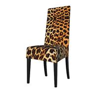 WXXWXD Funda elástica para silla de comedor, con estampado de rayas sobre leopardos, con respaldo cuadrado, silla de sacerdote, funda para silla de comedor,
