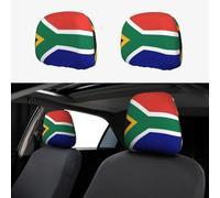 WXXWXD Funda para reposacabezas de coche con bandera de Sudáfrica, paquete de 2, adecuada para coches, SUV, camiones, furgonetas, etc., para mejorar la comodidad en el coche