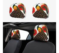 WXXWXD Funda para reposacabezas de coche con flores rojas de pavo real, paquete de 2, adecuada para coches, SUV, camiones, furgonetas, etc., para mejorar la comodidad en el coche
