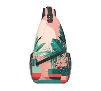 WXXWXD Hermosa bolsa cruzada de moda con estampado de plantas verdes en maceta, mochila de senderismo al aire libre, bolsa de almacenamiento multifuncional en capas