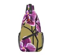 WXXWXD Hermosa mochila cruzada con estampado de orquídeas para exteriores, mochila multifuncional de almacenamiento en capas