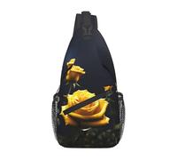 WXXWXD Hermosa mochila cruzada con estampado de rosas amarillas para exteriores, mochila multifuncional de almacenamiento en capas
