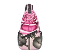 WXXWXD Hermosa mochila cruzada con estampado de rosas rosas rosadas para exteriores, mochila multifuncional de almacenamiento en capas