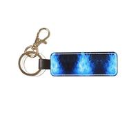 WXXWXD Juego de llaveros con estampado de llama Blue Spirit: 2 anillos de metal, 1 cierre de mosquetón, rotación flexible de 360°, lo que facilita la organización de las llaves.