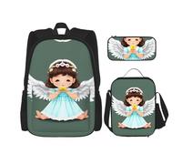 WXXWXD Mochila escolar duradera de gran capacidad + estuche + bolsa de almuerzo, acompaña a tus hijos a estudiar felices todos los días, color negro, talla única
