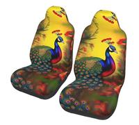 WXXWXD Protectores de asiento de coche con estampado de flores de pavo real, juego de 2 piezas, apto para camiones, furgonetas, coches, etc. Fácil de instalar
