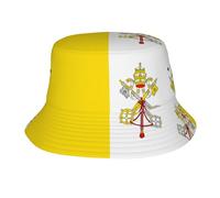 WXXWXD Sombrero de pescador para adulto con la bandera del Vaticano, suave y cómodo, ligero y transpirable, fácil de llevar, adecuado para actividades al aire libre. Negro