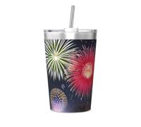 WXXWXD Splendid Fireworks Printed Thermos Cup Ultralight Portable Travel Thermos Bottle