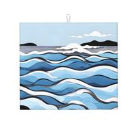 WXXWXD Tapete absorbente de cocina impreso Waves Lapping at The Rocks de 16 x 18 pulgadas, tapete decorativo grueso y duradero para encimera