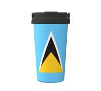 WXXWXD Taza de café portátil de gran capacidad de la bandera de Santa Lucía, 12 horas de conservación del calor y conservación del frío, adecuada para coches, oficinas, etc.