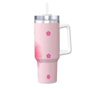WXXWXD Taza de hielo con patrón de claveles florecientes, 40 onzas, cálida y fresca, adecuada para el hogar, la oficina y el uso al aire libre