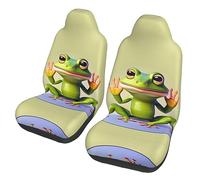 WXXWXD The Funny Frog Doing Yoga - Juego de 2 protectores de asiento de coche, aptos para camiones, furgonetas, coches, etc. Fácil de instalar