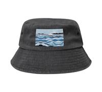 WXXWXD Waves Lapping at The Rocks, sombrero de pescador, visera deportiva, adecuado para viajes, pesca, color negro