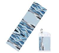 WXXWXD Waves Lapping at The Rocks - Toalla de refrigeración deportiva con patrón de ondas - Toalla de microfibra de secado rápido de 12 x 40 pulgadas - Refrigeración duradera