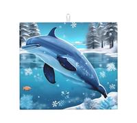 WXXWXD Winter The Dolphin - Tapete absorbente de cocina con estampado de delfín de 16 x 18 pulgadas, tapete decorativo grueso y duradero para encimera