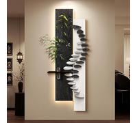 WXXZCE Decoración Pared 3D con Luces LED, Decoracion Pared Salon, Incluye Jarrón y Estante, Adecuado para Sala de Estar, Entrada, Pasillo y Dormitorio(Black,48x100cm/19x39in)