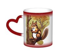 WXZYFP Ardilla roja que come nueces. Es una taza que cambia de color, negro para frío y blanco para caliente, y más duradero después del lavado a mano. Pijama para mujer de manga corta, camiseta de