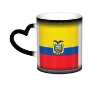 WXZYFP Bandera de Ecuador negra. Es una taza que cambia de color, negro para frío y blanco para caliente, y más duradero después del lavado a mano. Pijama para mujer de manga corta, camisetas de