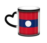 WXZYFP Bandera de Laos negra. Es una taza que cambia de color, negro para frío y blanco para caliente, y más duradero después del lavado a mano. Pijama para mujer de manga corta, camisetas de pijama