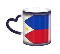 WXZYFP Bandera filipina azul. Es una taza que cambia de color, negro para frío y blanco para caliente, y más duradero después del lavado a mano. Pijama para mujer de manga corta, camiseta de pijama