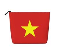 WXZYFP Bolsa de cosméticos de lino de imitación de una sola capa 100% poliéster, adecuada para viajes diarios con bandera vietnamita